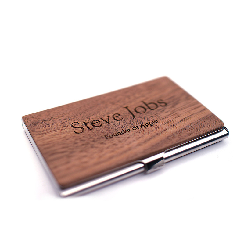 Personalized Walnut Wood Business Card Holder for Women Men DIY Pocket Business Card Case Slim Business Card Wallet Holders box
