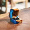 Custom Logo Square Wood Ring Box Packaging Walnut Luxury Gift Ring Case Mini Boxing Ring Wedding Jewelry Display Storage Box