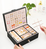 Custom 2 Layers Portable PU Leather Lockable Ring Earings Necklace Jewelry Organizer Storage Box for Travel 