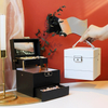 Large-capacity 3 Layers Portable Jewelry Box Ring Earrings Earrings Home PU Leather Jewelry Box with Makeup Mirror 