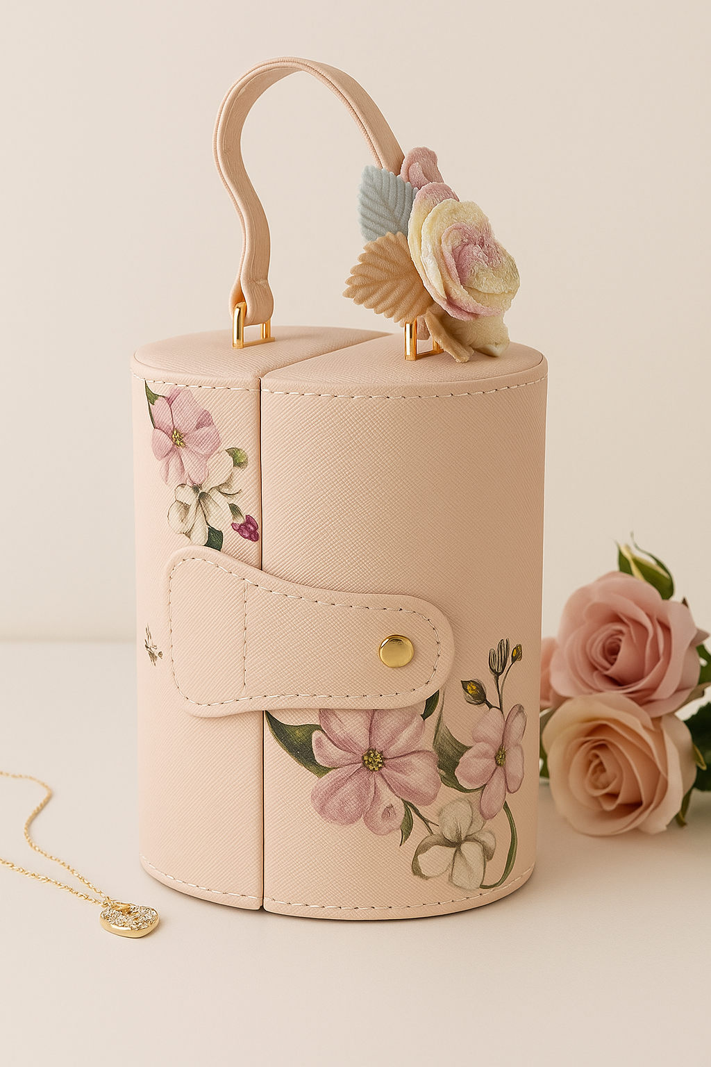 Personalized Jewelry Packing Box Rotating 3 Layer Jewelry Organizer Box Earring Bracelet Necklace Jewelry Box with Pearl Handle