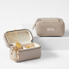 Luxury Travel Silver Zipper Jewelry Box Packaging Portable Leather Mini Ring Earring Necklace Jewelry Storage Sets Box