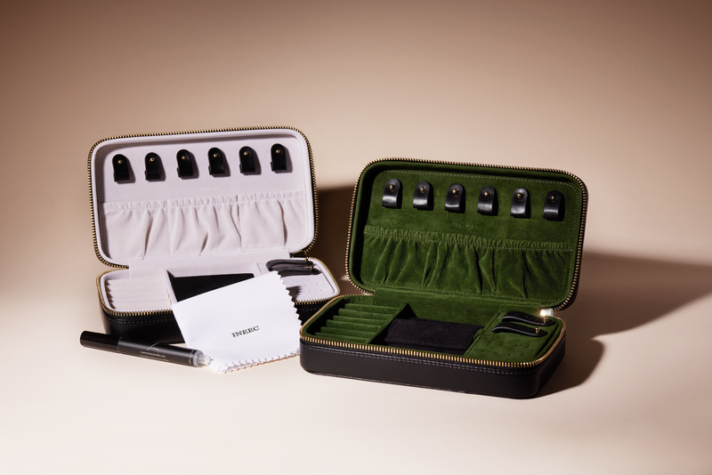 Personalized Black Leather Travel Necklace Jewelry Case