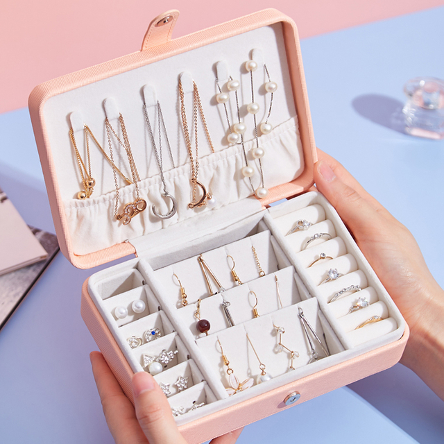 PU Earrings Jewel Organizer Storage Case Portable Jewellery Packaging Gift Boxes Travel Earring Jewelry Box For Women 