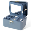 Wholesale High End Luxury PU Leather Custom Logo Printed Jewelry Organizer Box Jewelry Boxes with mirror For Travel
