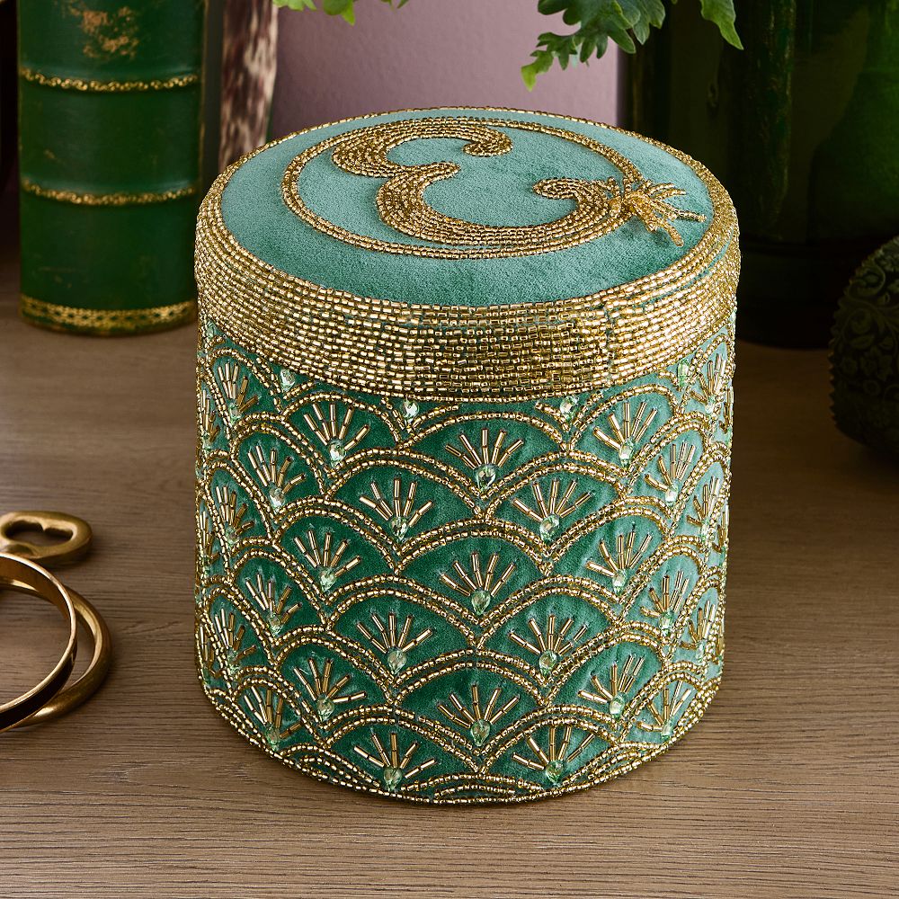 Cylinder Sequin Embroidery Sunglasses Box Packaging Jewelry Green Box 