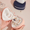 New Small Portable Heart Shaped Pu Leather Zipper Earrings Ring Jewelry Travel Storage Box for Valentine's Day Gift
