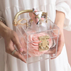 Hot Selling Acrylic Square Wedding Souvenirs Portable Gift Jewelry Packaging Box Transparent Candy Box With Metal Handle