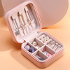 Creative Simple Small Single Layer PU Leather Portable Stud Earrings Ring Jewelry Storage Box Zipper Closure