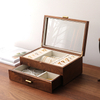 Chinese Style Solid Wood Drawer Flannel Lined Large Capacity Double Layer Household Necklace Bracelet Ring Earring Jewelry Storage Box