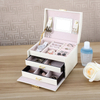 Luxury Girls Jewelry Ear Studs Ring Earrings Necklace Bracelet Multi-layer Organizer Storage Box with Drawer And Mirror