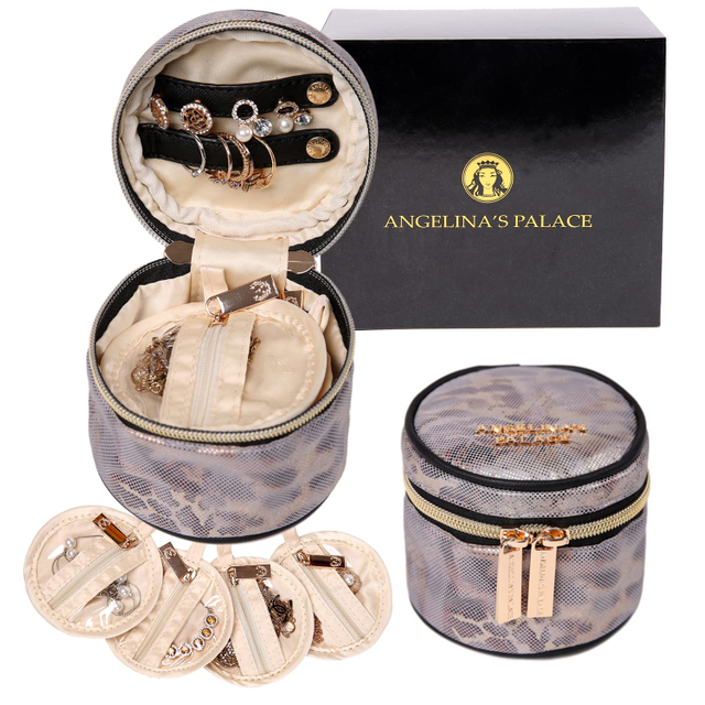 Hot Custom Pu Leather Portable Fashion Jewelry Case Small Travel Jewellery Organizer Storage Box for Christmas Gifts 