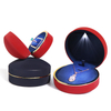 High Grade Creative Round PU Leather Wedding Necklace Ring Bracelet Jewelry Packing Box with LED Light
