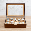 High Grade Square Black Gold Wooden Watch Jewelry Storage Display Box with Transparent Glass Window