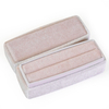 Custom Logo Soft Velvet Fabric Rectangular Blue Pink Single Slot Triple Three Rings Box Packaging Display Case Caja De Anillo