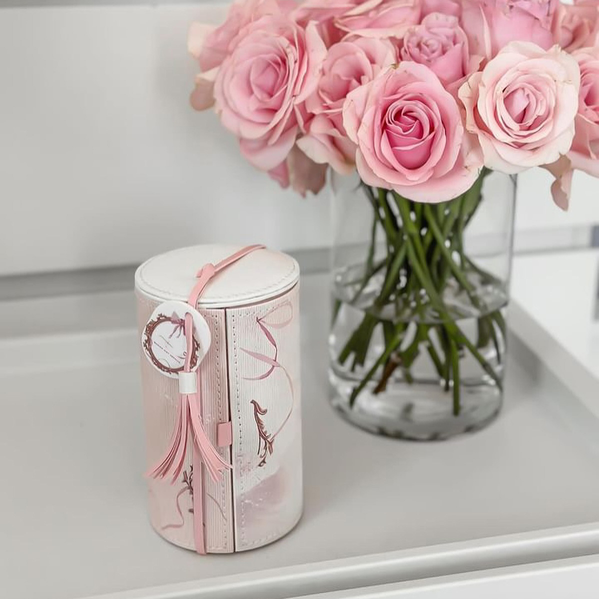 Double Open Watch Necklace Jewelry Box Package Luxury Cylinder Embossed Paper Leather Jewelry Earring Pendant Boxes Organizer 
