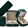 Luxury dark green jewelry necklace gift box silk leather wedding jewelry box small necklace bracelet ring earring packaging box
