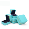 Gold edge pu leather jewelry ring gift box wedding necklace storage box watch jewelry packaging box with velvet foam insert