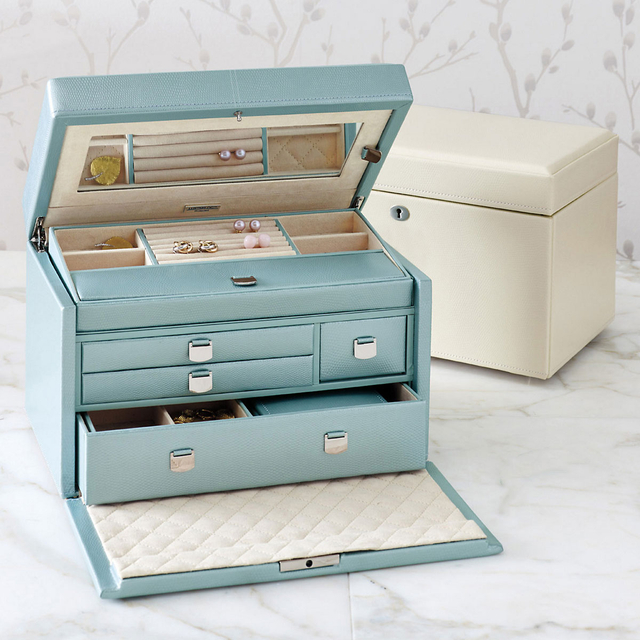 Custom Portable Magnetic Closure Leather Jewelry Packaging Box Organizer Travel Jewelry Case Jwellary Storage Box with Mirror