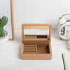 Rectangular Small Mini Wood Case Mirror Velvet Jewelry Packaging Storage Ring Necklace Bracelet Gift Box with Mirror