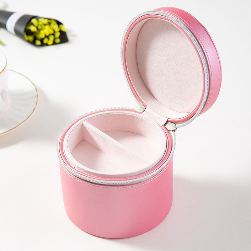 Gift Box Packaging Jewelry Travel Jewelry Box Storage Custom Round Leather Jewelry Box