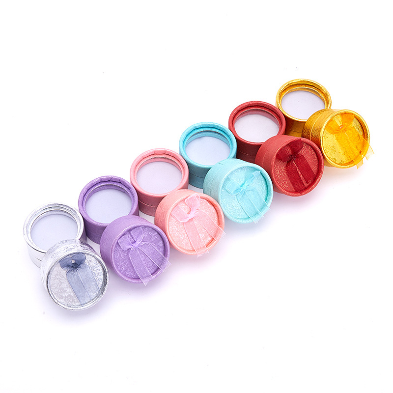 Custom lovely paper jewelry ring necklace storage round packaging box packing jewelry box with custom logo soft foam