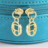 Small Zipper Jewelry Case Organizer Lady Velvet Earrings Storage Box Portable Travel Round Jewelry Cases