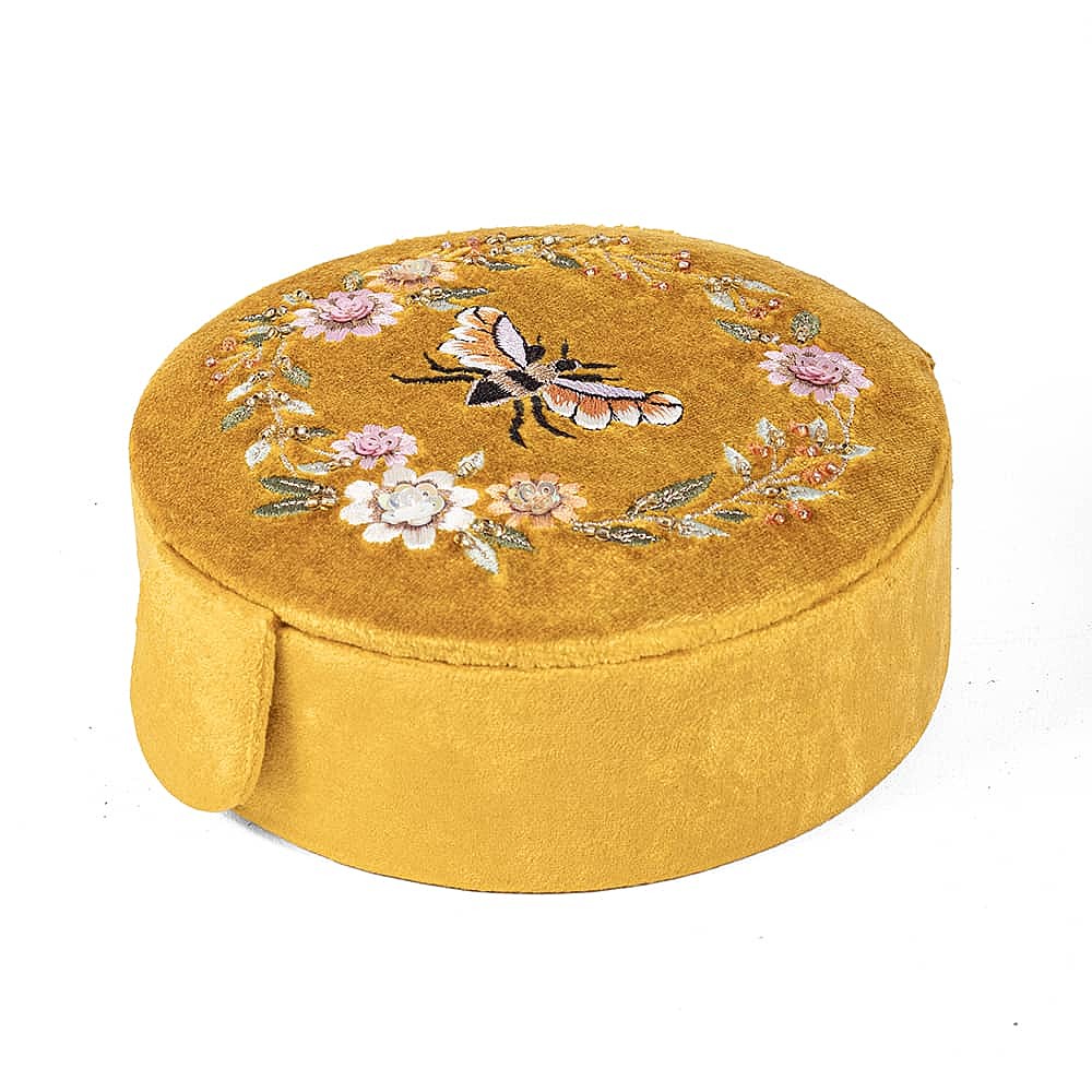 Velvet Jewelry Box Packaging Luxury Flower Bee Embroidered Jewelry Necklace Ring Bracelet Boxes Gift Box for Jewelry Accessories