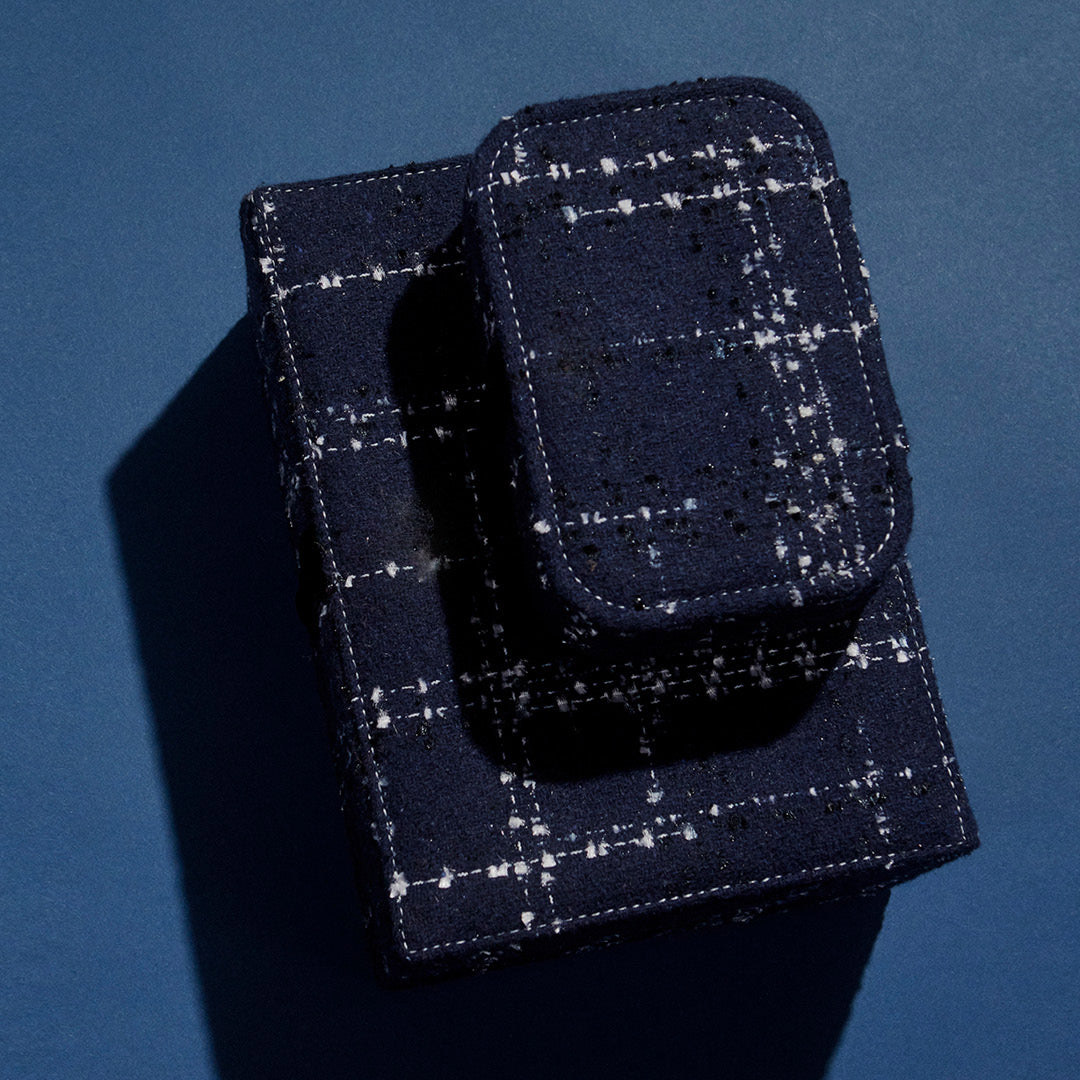 Custom Necklace Box Packaging Jewelry with Snap Buttons Vintage Navy Blue Earring Ring Packaging Set Storage Box with Logo
