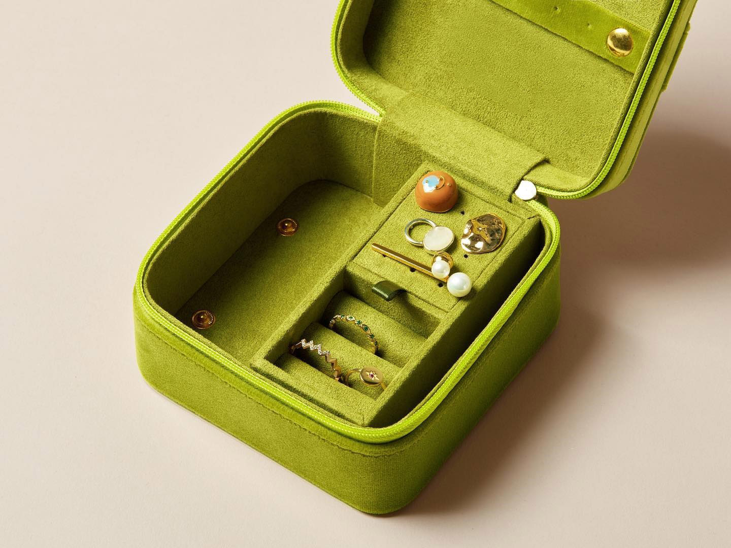 Travel Home Storage Portable Jewelry Necklace Display Box Light Green Jewelry Flat Bags And Boxes Earrings Ring Watch Organizer