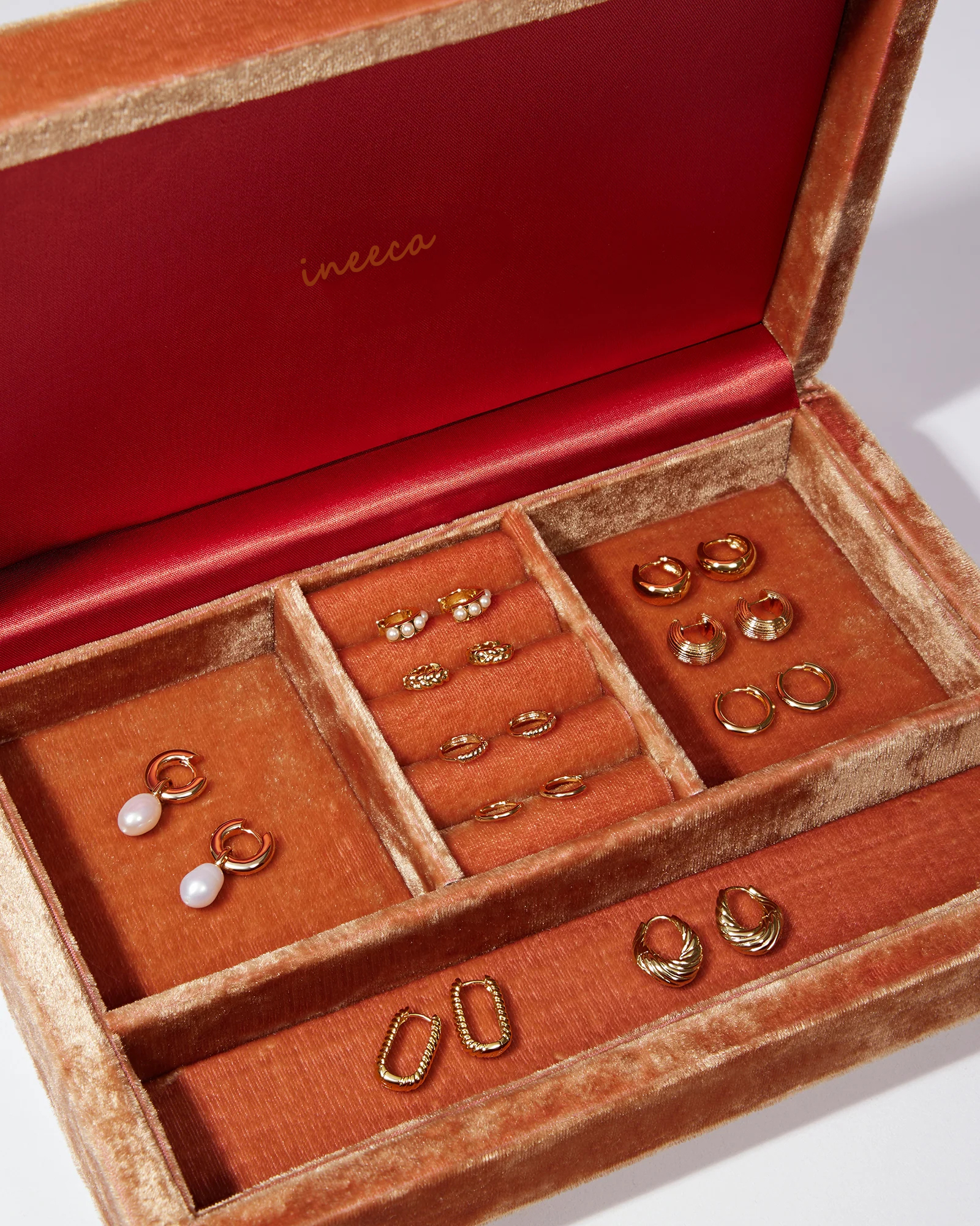 Vintage Coral Orange Jewelry Packaging Box Big with Logo Jewellery Earrings Necklace Display Box Storage Velvet Box for Jewelry