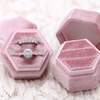 Custom Jewelry Packaging Gift Color Velvet Double Hexagon Ring Box Handmade Lovely Color Ring Box Engagement Velvet Ring Box