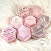 Gorgeous Vintage Hexagon Premium Velvet Jewelry Double Ring Gift Packaging Box with Detachable Lid For Wedding