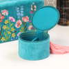 Sage Green Embroidered Flower Jewelry Box
