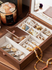 New Arrival Black Walnut Solid Wood Earrings Necklace Ring Jewelry Storage Box with Velvet Lining And Mirror