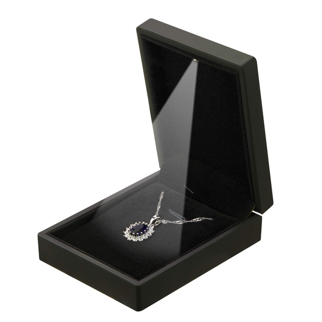 Valentine's Day Velvet LED Light Pendant Necklace Jewelry Gift Storage Display Box for Proposal Engagement Wedding