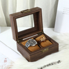 High Grade Black Walnut Wood 10 Slots Watch Display Box Flip Wooden Jewelry Storage Organizer Box with Lock And Glass Window