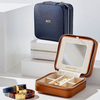 Luxury Portable Travel Jewelry Box with Mirror Custom Small Jewelry Travel Box Leather Collection Zipper Jewelry Travel Box