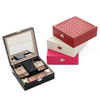 Simple Leather Large Flip Jewelry Watch Necklace Ring Lipstick Cosmetics Storage Box With Mirror Wholesale