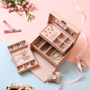 Luxury Large Portable Jewelry Organizer Storage Case Packaging Box with Lock and drawer for Women Girls