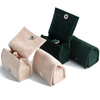New Mini Portable Velvet Snap Travel Stud Earrings Ring Jewelry Packaging Bag Box with Button And Sponge Insert