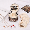 Full Color Print Round Jewelry Bag Cross Print PU Waterproof Zipper Jewelry Box Necklace Jewelry Storage Bag 