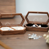 New Transparent Glass Window Black Walnut Wood Proposal Ceremony Wedding Ring Box Desktop Storage