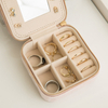 Wholesale Small Velvet Earrings Ring Necklace Portable Jewelry Storage Box with Mirror And Zipper