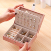 Factory Direct Selling PU Leather Portable Simple Earrings Necklace Ring Jewelry Storage Box with Flannelette Lining