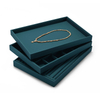 High Grade Custom Rectangular Green Velvet Ring Necklace Bracelet Jewelry Tray Jewelry Storage Display Box