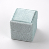 Elegant Square Cyan Velvet Fabric Double Ring Boxes Jewelry Wedding Proposal Gift Ring Display Packaging Box For Two Rings