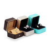 Gold edge pu leather jewelry ring gift box wedding necklace storage box watch jewelry packaging box with velvet foam insert
