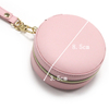 PU Leather Round Shape Stitching with Zipper Close Watch Package Mini Travel Box