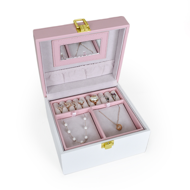 Fashion Luxury Gift Packaging Leather Velvet Necklace Bracelet Ring Earring Jewellery Pink Jewelry Organizer Storage Box Case